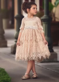 BELLA RAFAELA DRESS & BELT SET-BUTTERSCOTCH