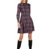 TRACY EMBROIDERED COLLAR TARTAN DRESS