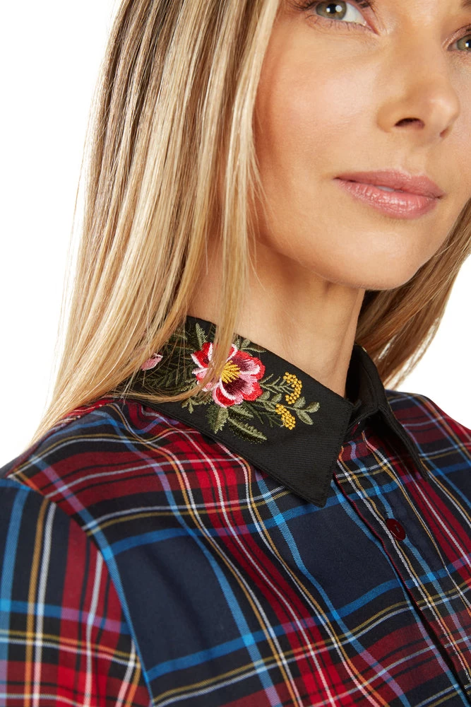 TRACY EMBROIDERED COLLAR TARTAN DRESS 2 TRACY EMBROIDERED COLLAR TARTAN DRESS - Image 2
