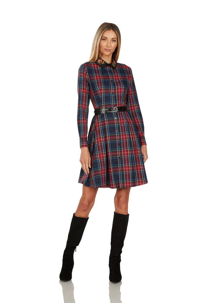 TRACY EMBROIDERED COLLAR TARTAN DRESS 6 TRACY EMBROIDERED COLLAR TARTAN DRESS - Image 6