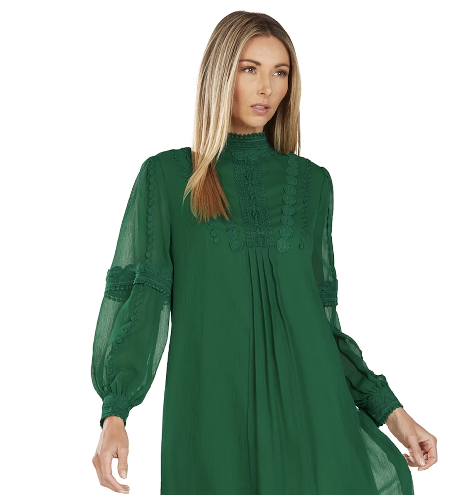 THEODORA SHIFT DRESS EMERALD GREEN 4 THEODORA SHIFT DRESS EMERALD GREEN - Image 4