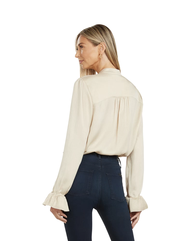 MAYA TUXEDO PLEATED BLOUSE GOLD 3 MAYA TUXEDO PLEATED BLOUSE GOLD - Image 3