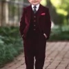 BOYS BARCLAY SUIT BURGUNDY VELVET 3PC SET