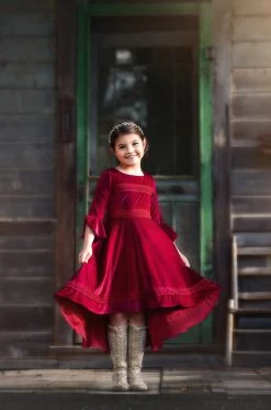 LILY DRESS BURGUNDY VELVET -Trish Scully 227 4