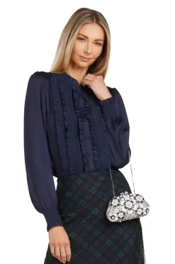 BLACK & WHITE FLORAL RHINESTONE CLUTCH -Trish Scully 303 4