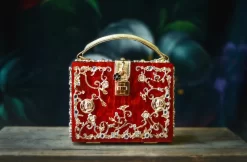 RED ACRYLIC JEWELED PURSE -Trish Scully 33