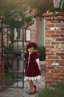 ROSALINA DRESS BURGUNDY VELVET -Trish Scully 339 4