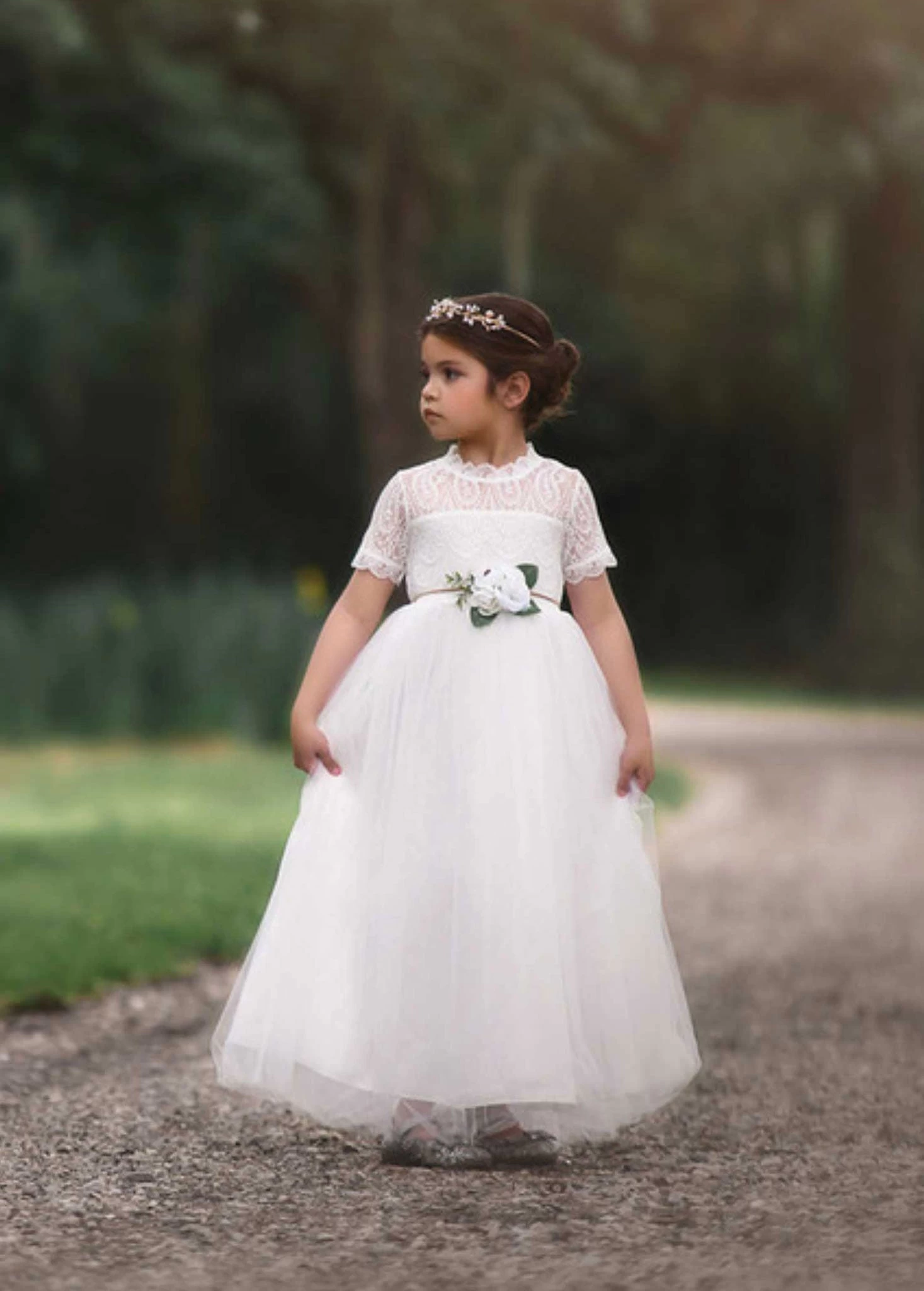 GRACIE GOWN & BELT SET WHITE 1 GRACIE GOWN & BELT SET WHITE