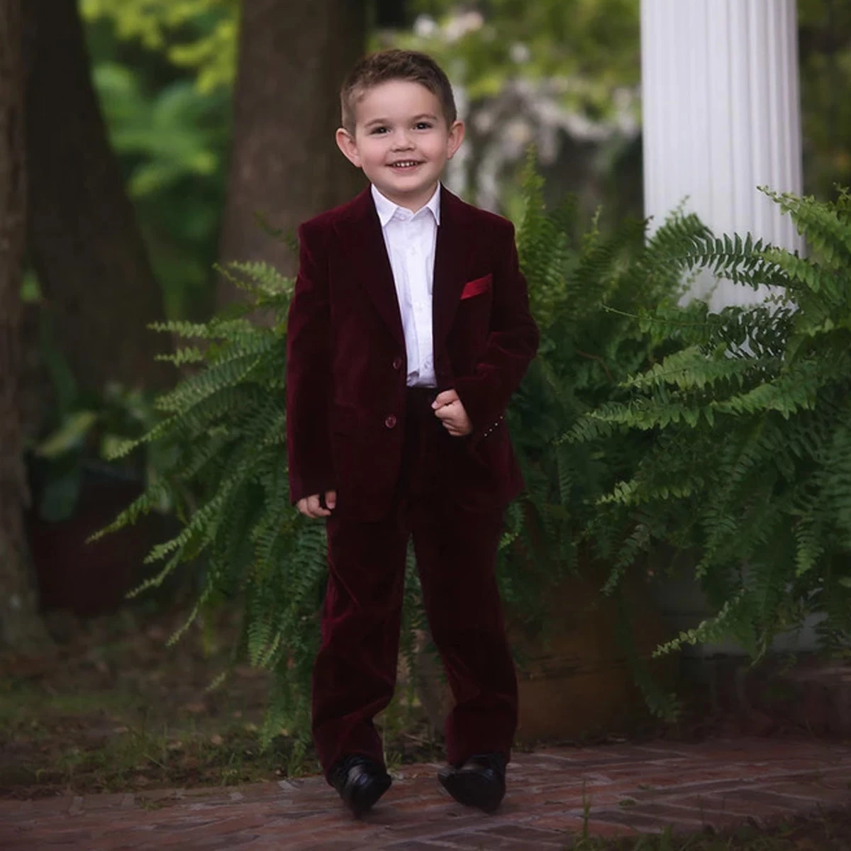 BOYS BARCLAY SUIT BURGUNDY VELVET 3PC SET 5 BOYS BARCLAY SUIT BURGUNDY VELVET 3PC SET - Image 5