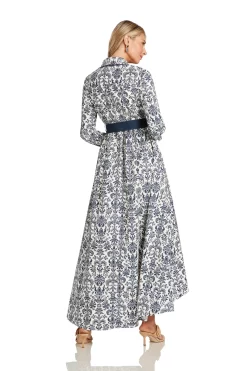 CONSTANCE MAXI DRESS NAVY DAMASK -Trish Scully ConstanceMaxiNavyDamask 1673 WEB