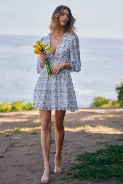 GRACE MINI DRESS BLUE FLORAL -Trish Scully DSC01664