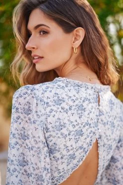 GRACE MINI DRESS BLUE FLORAL -Trish Scully DSC01822