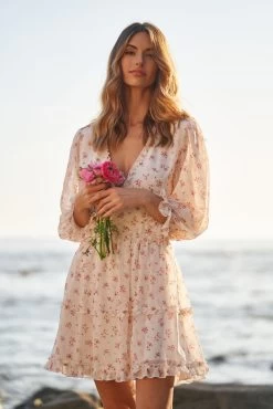 GRACE MINI DRESS PINK FLORAL -Trish Scully DSC02643