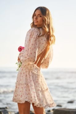 GRACE MINI DRESS PINK FLORAL -Trish Scully DSC02644