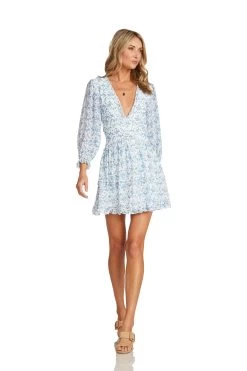GRACE MINI DRESS BLUE FLORAL -Trish Scully GraceDressBlue 1551 WEB