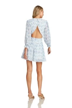 GRACE MINI DRESS BLUE FLORAL -Trish Scully GraceDressBlue 1573 WEB