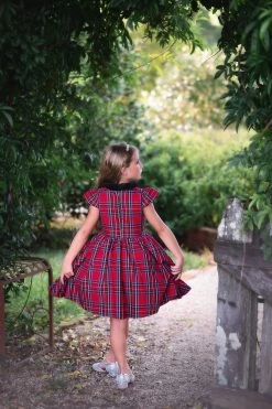 EVANGELINE DRESS ROYAL STEWART TARTAN -Trish Scully evangelinerstew3